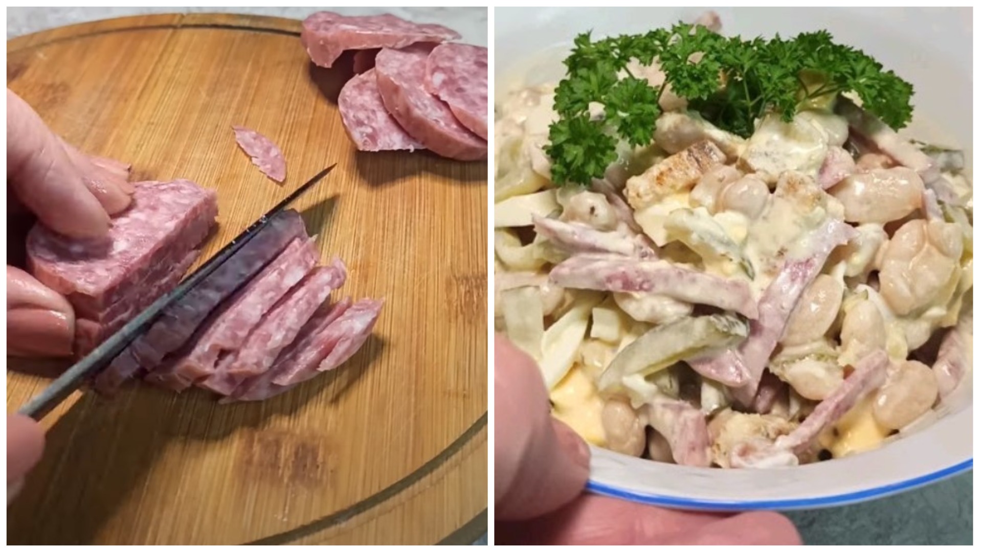Салат с курицей и сыром слоями