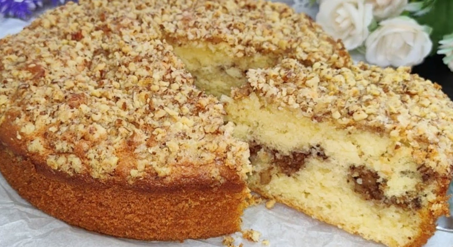 Ореховый пирог с грецкими орехами, простой рецепт