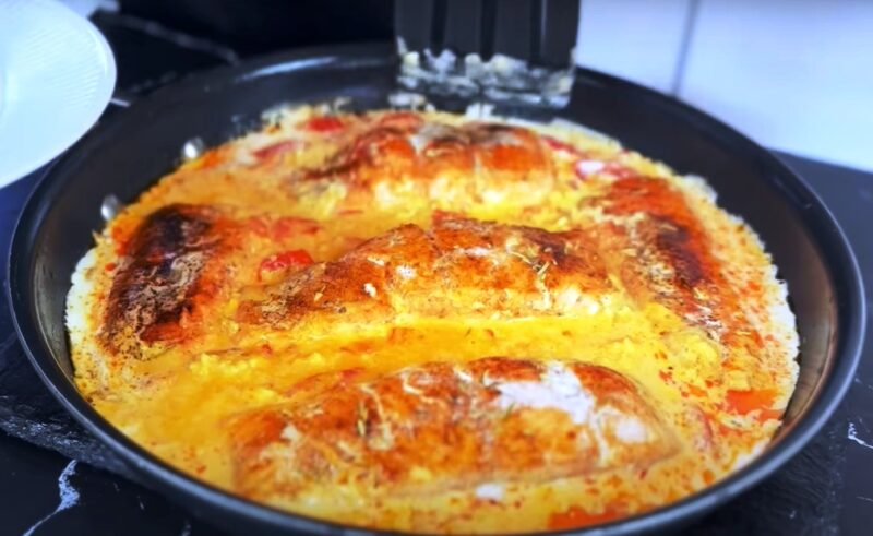 Красная рыба в сливочном соусе. Так вкусно, что пальчики оближешь