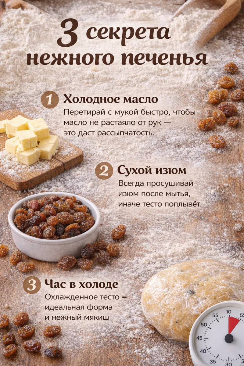 Ингредиенты для печенья с изюмом пропорции