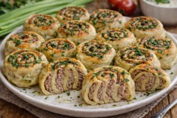 Сочные ленивые пельмени-рулетики на сковороде с зеленью