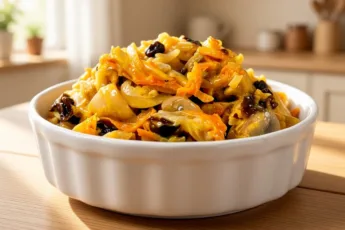 Салат «Лесник» с жареными шампиньонами, морковью и черносливом в салатнике