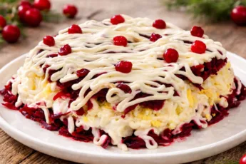 Яркий праздничный салат Розовая пантера со свеклой и икрой минтая от Виктора Ерофеева