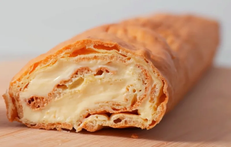 Нежный эклер-рулет с заварным кремом дома