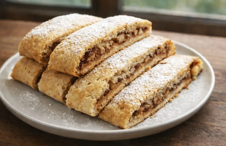 Постный яблочный рулет с корицей и вареньем