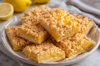 Яркое желтое печенье с лимонным кремом внутри, посыпанное сахарной пудрой