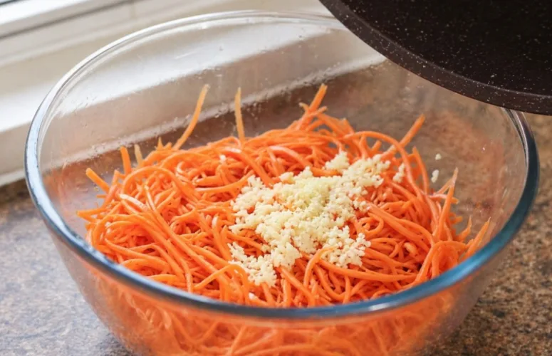 Яркая оранжевая морковь по-корейски