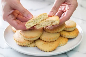 Горка золотистого круглого печенья, посыпанного сахаром