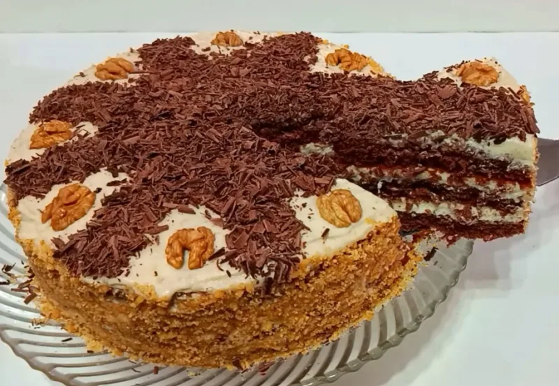 Пышный шоколадно-ореховый торт «Восторг» с бархатным сметанно-заварным кремом и белым шоколадом