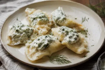 Вареники с картошкой. На очень вкусном тесте. С соусом