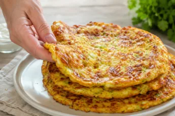 Золотистые кабачковые хачапури с тягучей сырной начинкой на тарелке