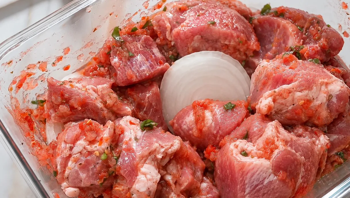 Мариную мясо в томатах и базилике