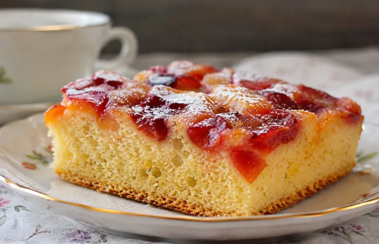 Ленивая шарлотка с сочной фруктовой начинкой