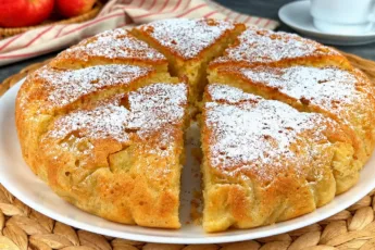 Пышная домашняя шарлотка с яблоками и корицей, приготовленная на сковороде под крышкой