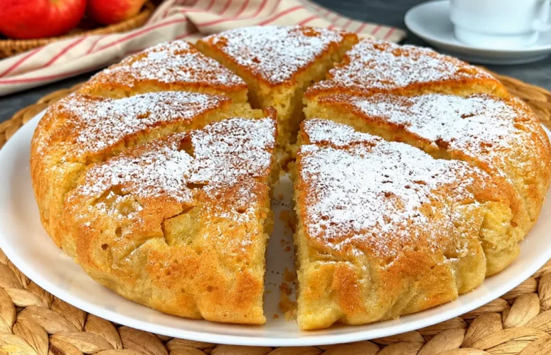 Пышная домашняя шарлотка с яблоками и корицей, приготовленная на сковороде под крышкой