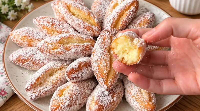 Румяные жареные булочки с персиковым джемом