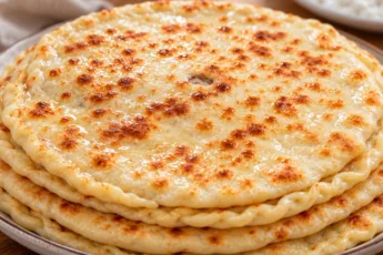 Румяный закрытый мясной пирог с сочной начинкой из фарша и лука, обжаренный на сковороде